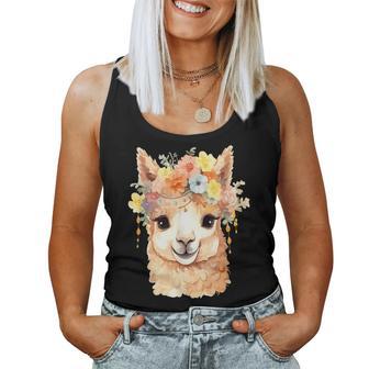 Alpaca With Flowers Cute Alpaca And Llama Women Tank Top - Thegiftio UK