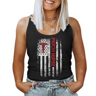 American Flag Psychiatric Nurse Rn Mental Health Psych Nurse Women Tank Top - Thegiftio UK