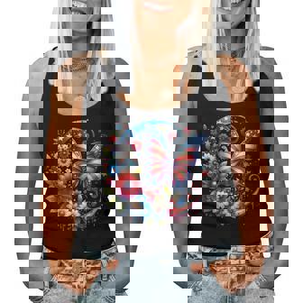 American Flag Red White Blue Butterfly Women Tank Top - Thegiftio