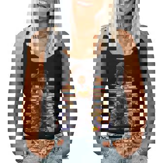 Back To School Afro Melanin Girl Reading Book Bookworm Women Tank Top | Mazezy