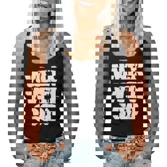 On Back Walk With Jesus God Christian Saying Quote Women Tank Top - Thegiftio