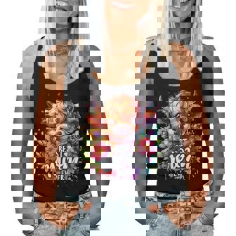 Best Mom Ever Highland Cow Floral Mother's Day Women Tank Top | Mazezy