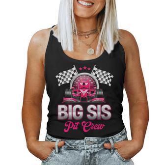 Big Sis Pit Crew Race Car Birthday Girl Party Racing Family Women Tank Top | Mazezy