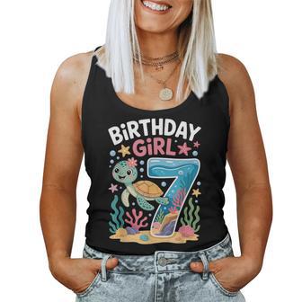 Birthday Girl 7Th Sea Turtle Ocean Aquarium Women Tank Top - Thegiftio UK
