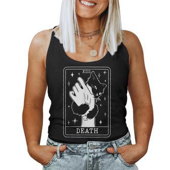 Black Cat Tarot Death Halloween Witchy Cat Lover Women Women Tank Top - Monsterry