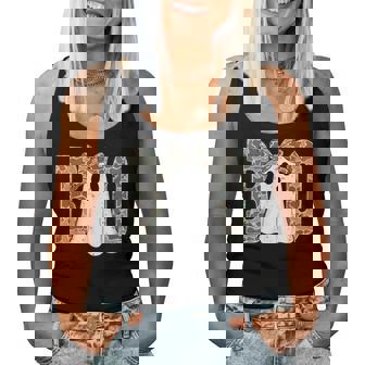 Camo Ghost Boo Spooky Season Fall Halloween Toddler Girls Women Tank Top - Seseable