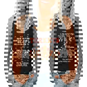 Caring For The Cutest Pediatric Nurse Turkeys Thanksgiving Women Tank Top - Thegiftio
