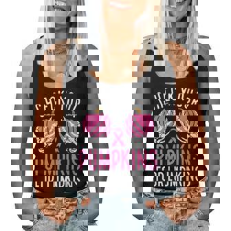 Check Your Pumpkins Halloween Breast Cancer Awareness Women Tank Top - Monsterry