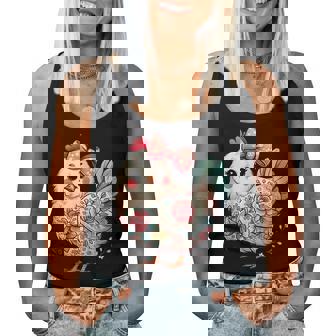 Chicken Lover Girls Floral Flower Bow Cute Hen Chicken Women Tank Top - Thegiftio