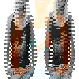 Chicken Santa Christmas Tree Lighting Xmas Women Tank Top | Mazezy