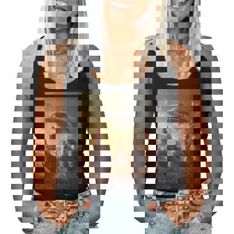 Chicken Selfie With Ufos Aliens Graphic Women Tank Top - Monsterry