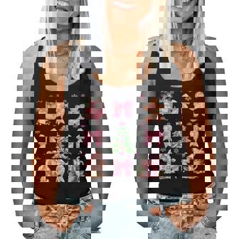 Christmas Coquette Bow Pink Gingerbread Xmas Girls Holiday Women Tank Top - Monsterry