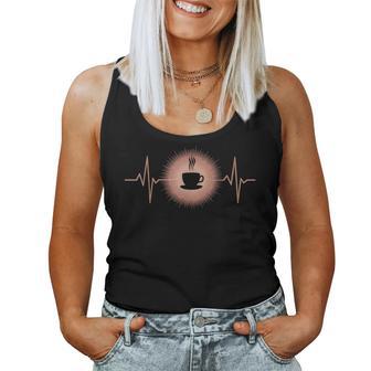 Coffee Cup Heartbeat Coffee Lover Women Tank Top - Monsterry