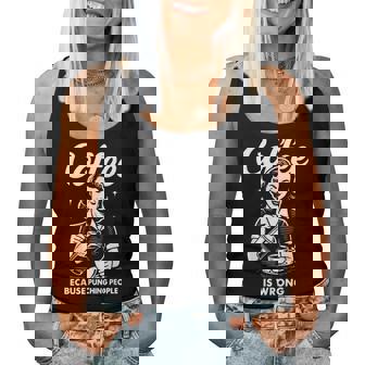 Coffee Because Punching People Is Wrong Women Tank Top - Monsterry