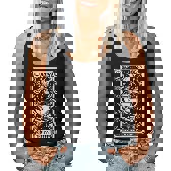 The Coffee Tarot Cards Skeleton Coffee Tarot Card Women Tank Top - Thegiftio