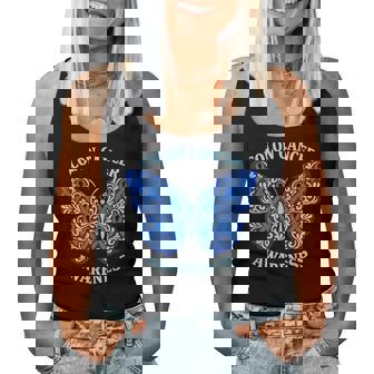 Colorectal Colon Cancer Awareness Blue Ribbon Butterfly Women Tank Top | Seseable CA