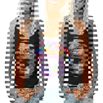 Colorful Anaconda Snake Face Animal Lover Black Women Tank Top | Mazezy