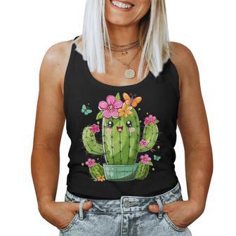 Colorful Cactus With Flowers I Cactus Women Tank Top - Thegiftio UK