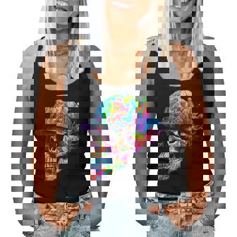 Colorido Cráneo Conombrero Pintura Esqueleto Hombres Es Niños Camiseta sin mangas para mujer - Regaloses