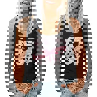 Coquette Bow Number 67 Meme Pink Floral Girls Women Tank Top | Mazezy