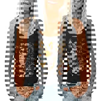 Corgi Dog Vintage Flowers Corgi Mom Women Tank Top - Thegiftio