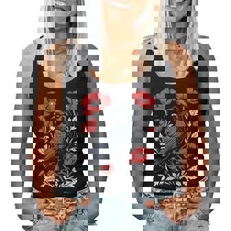 Crow Floral Flower Animal Gothic Birds Animal Crow Women Tank Top | Seseable CA