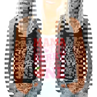 Cute Mama Of The Berry Sweet One Strawberry First Birthday Women Tank Top | Seseable UK