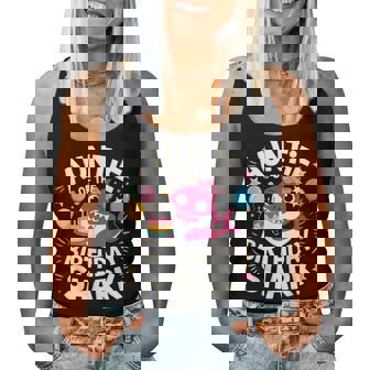 Cute Pink Shark Auntie Of The Shark Birthday For Boys Girls Women Tank Top - Monsterry