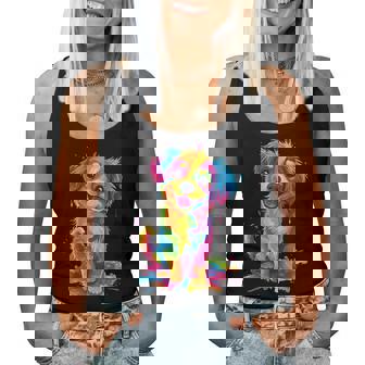 Cute Puppy Colorful Rainbow Vibrant Graphic Women Tank Top - Thegiftio