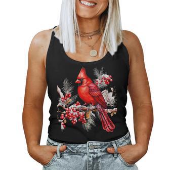 Cute Red Cardinal Flower Bird Animal Lover Girl Women Women Tank Top - Thegiftio UK