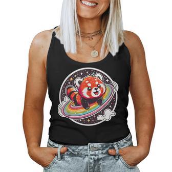 Cute Red Panda In Space Cartoon Style And Colourful Women Tank Top - Thegiftio UK
