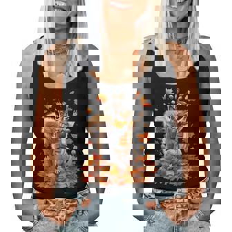 Cute Squirrel With Fall Leaves Autumn Animal Thanksgiving Women Tank Top - Thegiftio