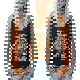 Cute Turkey Drinking Coffee Thanksgiving Turkey Day Women Tank Top - Thegiftio