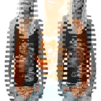 Cute Turkey Reading Book Lovers Bow Thanksgiving Womens Women Tank Top - Thegiftio