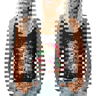 Cute Unicorrn Santa Hat Pajamas Christmas Xmas Pjs Girl Women Tank Top | Mazezy