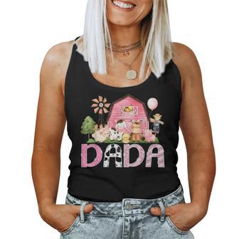 Dada Pink Farm Cow Birthday Girl Matching Family Women Tank Top - Monsterry