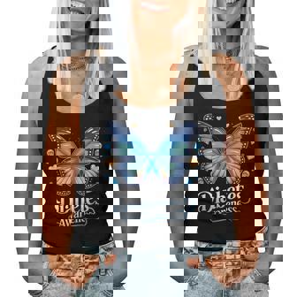 Diabetes Awareness Butterfly Blue Ribbon T1d Women Tank Top | Mazezy