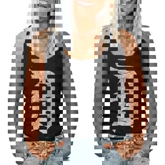 Distressed Detroit D Lettering Road Map Women Tank Top - Thegiftio