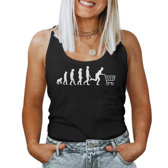 Divertido Carrito De Compras Evolution Of Man Consumerism Cuello Camiseta sin mangas para mujer - Regaloses