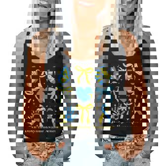 Down Syndrome Awareness Flower Blue And Yellow Coquette Women Tank Top - Thegiftio