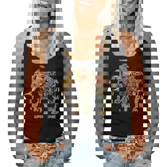 Elephant Floral Flower Women Tank Top - Monsterry