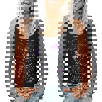 Emo Girl With Purple Highlights And Bat Goth Girl Women Tank Top | Mazezy