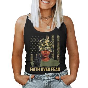 Faith Over Fear Christian Camo African American Afro Women Women Tank Top - Thegiftio