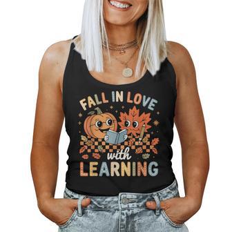 Fall In Love With Learning Autumn Pumpkin Teacher Women Tank Top - Monsterry