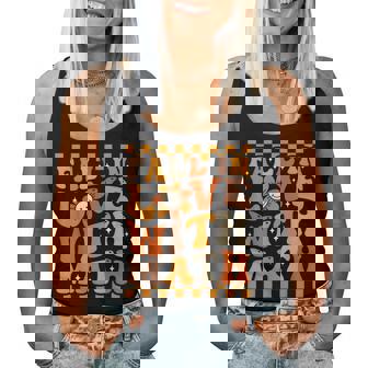 Fall In Love With Math Cute Groovy Thanksgiving Math Teacher Women Tank Top - Thegiftio