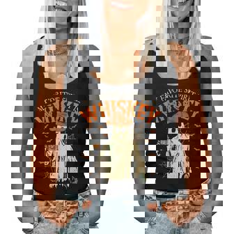 My Favorite Spirit Is Whiskey Halloween Cowboy Ghosts Women Tank Top - Seseable