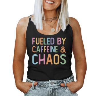 Fueled By Caffeine And Chaos Retro Coffee Lovers Woman Women Tank Top - Monsterry