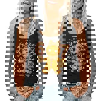 6 7 Christmas Leopard Bow Gingerbread Girls Women Women Tank Top | Seseable CA