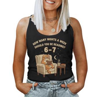 Cat Reading 6-7 Meme English Teacher Book Lover Humor Women Tank Top - Monsterry