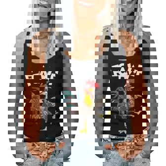 F-Awk-F Chicken F-Caw-F Rooster Pun Retro Women Tank Top - Monsterry